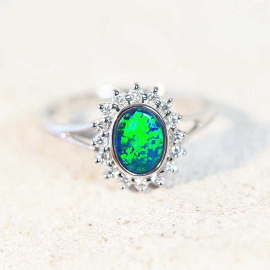 'Brioni' Doublet Opal Ring 18ct White Gold