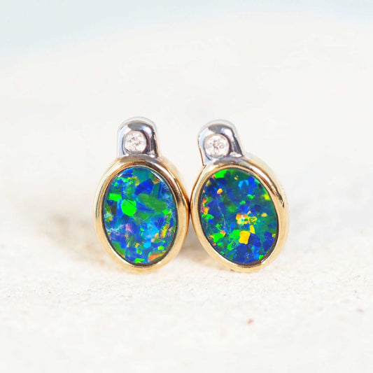 'Bronte' Doublet Opal Earrings 14ct Gold