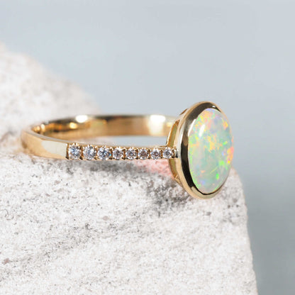 'Camile' Crystal Opal Ring 14ct Gold