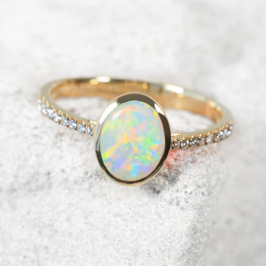 'Camile' Crystal Opal Ring 14ct Gold