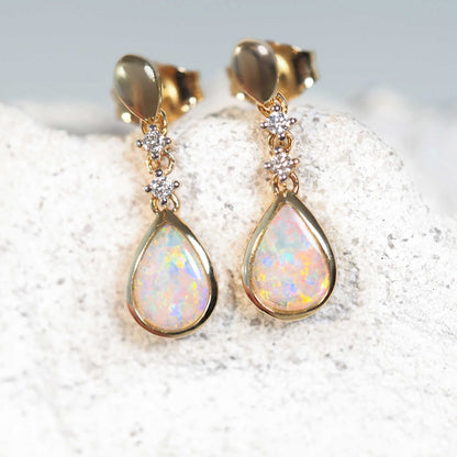 'Catriona’ Crystal Opal Earrings 18ct Gold