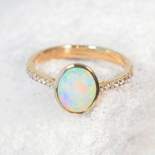 'Celeste' Crystal Opal Ring 14ct Gold
