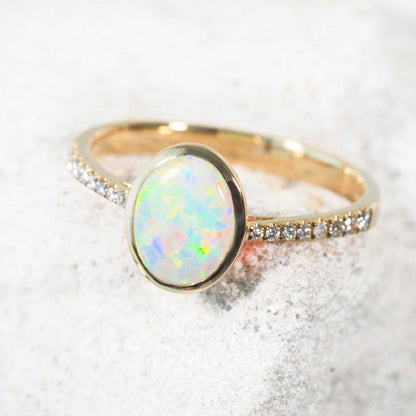 'Celeste' Crystal Opal Ring 14ct Gold