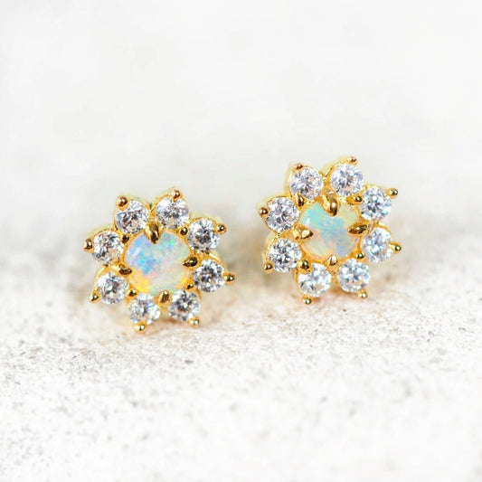 'Celestia' Crystal Opal Earrings Gold Plated Silver