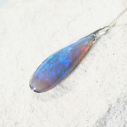 'Celestial Blue' Crystal Opal Pendant 18ct White Gold