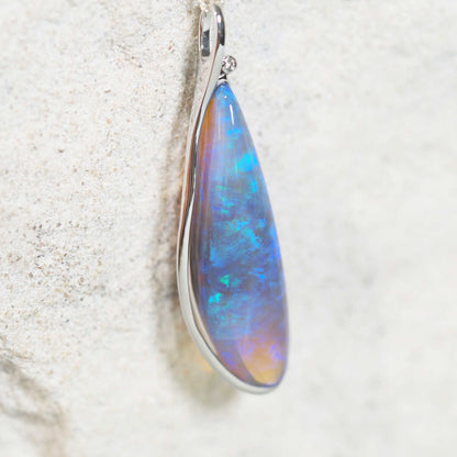'Celestial Blue' Crystal Opal Pendant 18ct White Gold