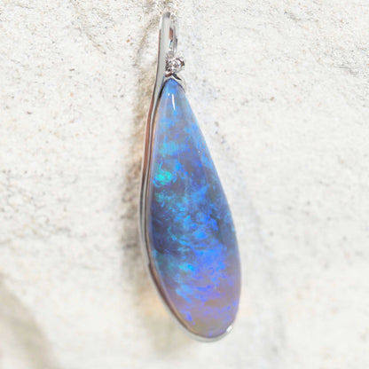 'Celestial Blue' Crystal Opal Pendant 18ct White Gold