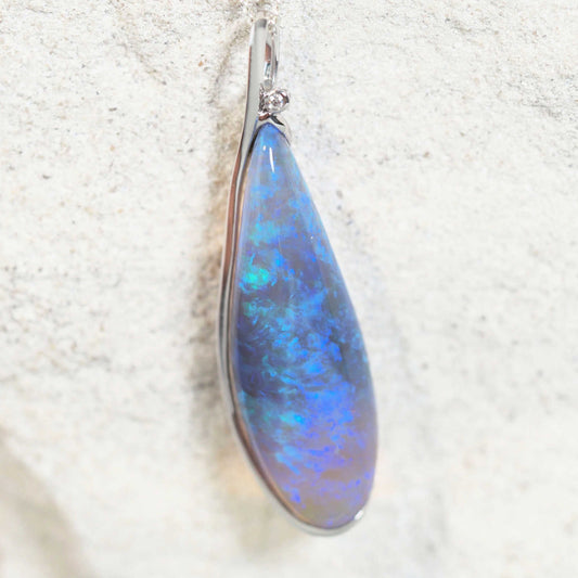 'Celestial Blue' Crystal Opal Pendant 18ct White Gold