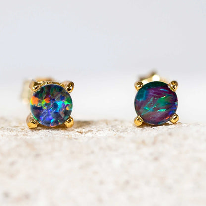 'Celia' Triplet Opal Earrings Gold Plated Silver