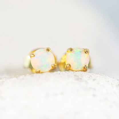 'Celia Mini' Crystal Opal Earrings Gold Plated Silver