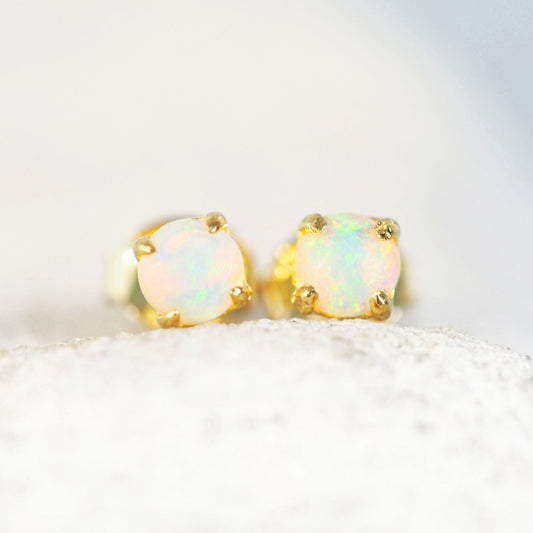 'Celia Petite' Crystal Opal Earrings Gold Plated Silver