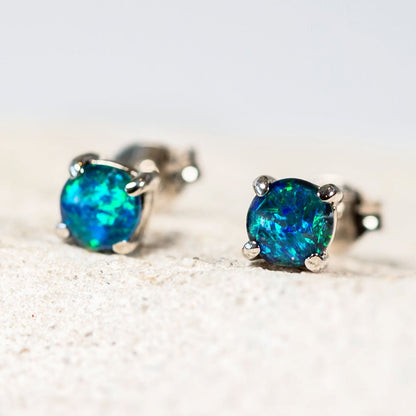 'Celia Petite' Triplet Opal Earrings Silver