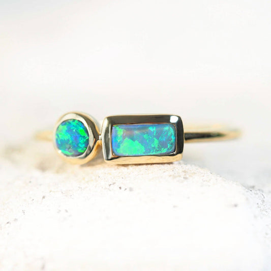 'Cerese' Black Opal Ring 14ct Gold