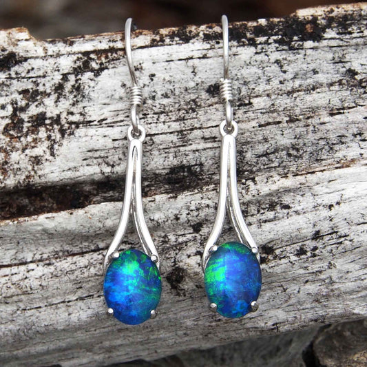 'Chandelier' Triplet Opal Earrings Silver