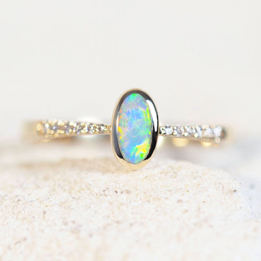 'Charlotte' Black Opal Ring 14ct Gold