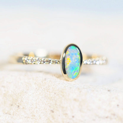 'Charlotte' Black Opal Ring 14ct Gold
