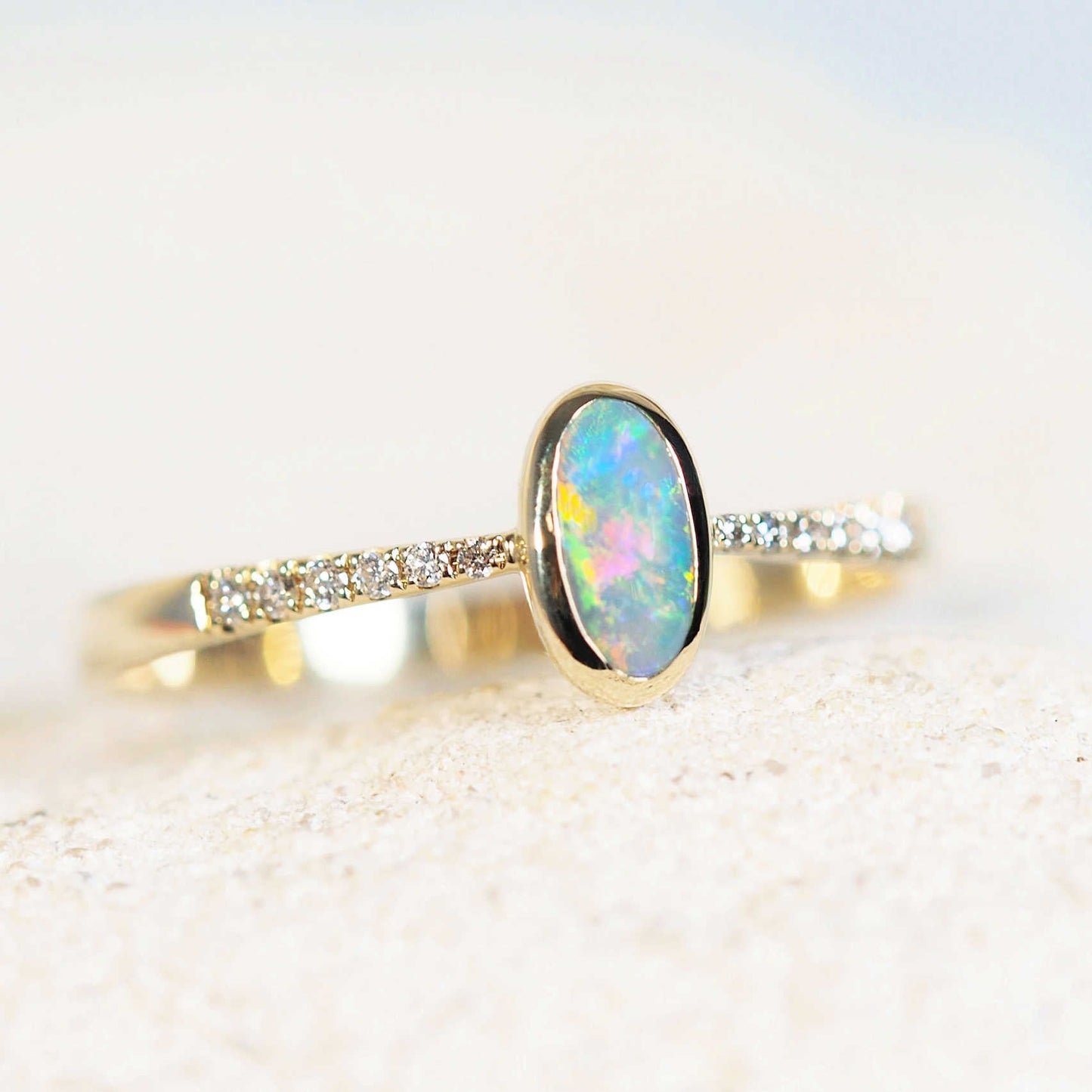 'Charlotte' Black Opal Ring 14ct Gold
