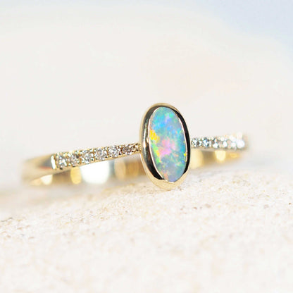 'Charlotte' Black Opal Ring 14ct Gold