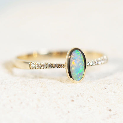 'Charlotte' Black Opal Ring 14ct Gold