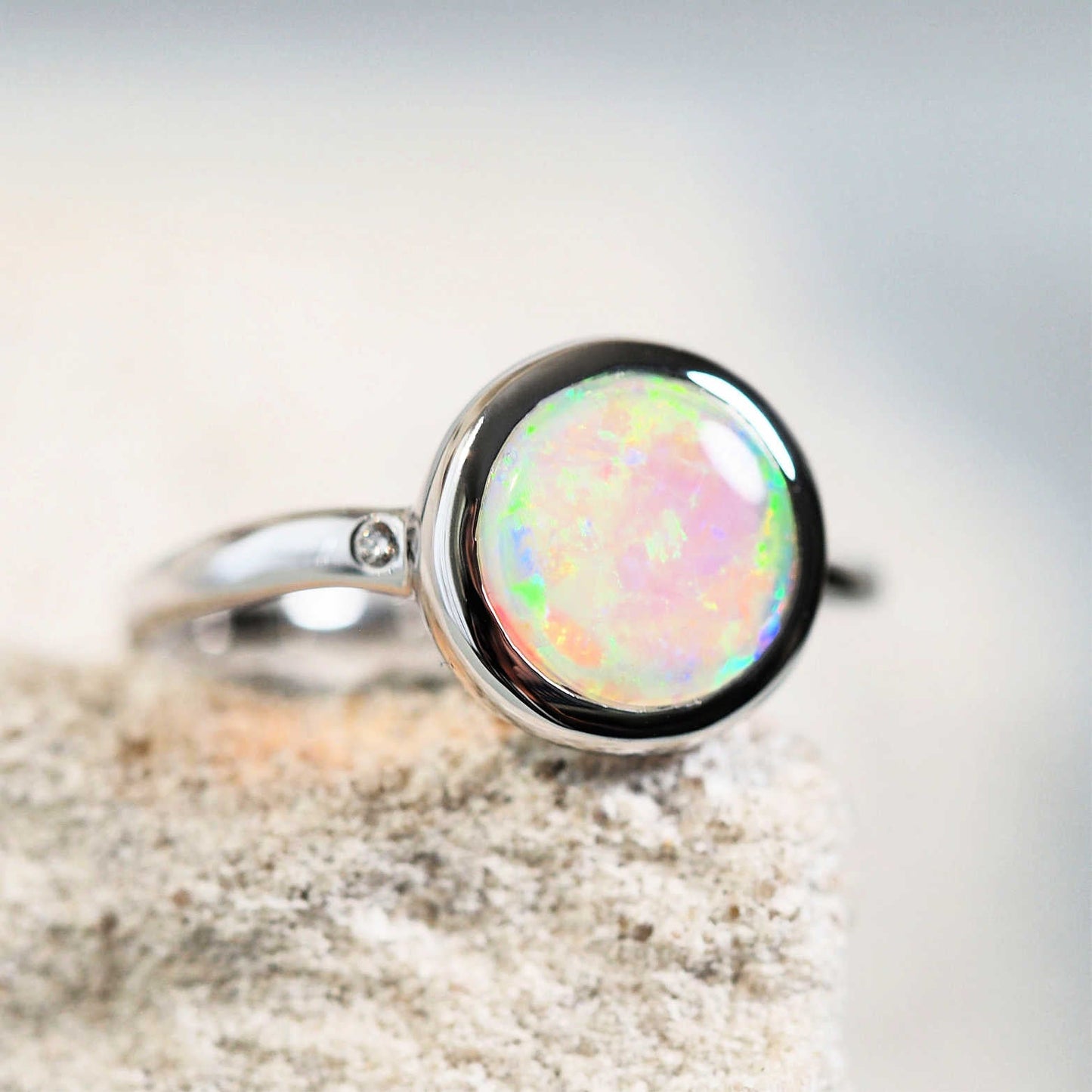 'Ciela' Crystal Opal Ring 14ct White Gold