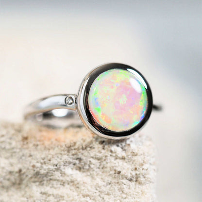 'Ciela' Crystal Opal Ring 14ct White Gold