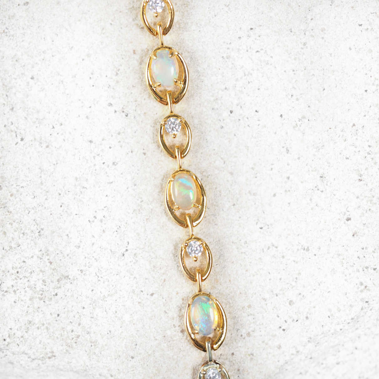 'Classic Link' Crystal Opal Bracelet Gold Plated Silver