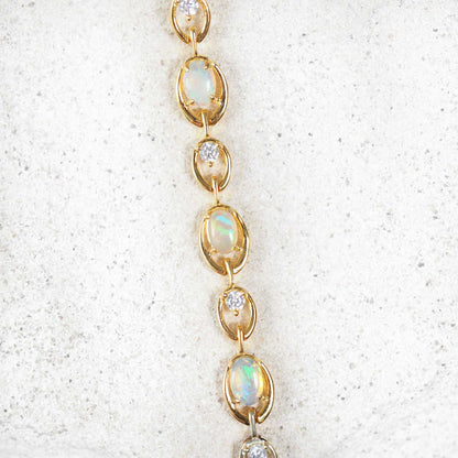 'Classic Link' Crystal Opal Bracelet Gold Plated Silver