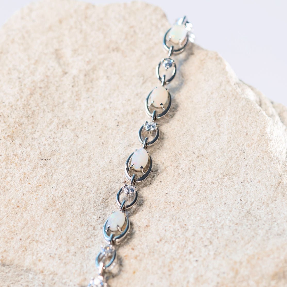 'Classic Link' Solid Opal Bracelet Silver