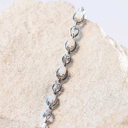 'Classic Link' Solid Opal Bracelet Silver