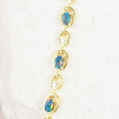 'Classic Link Trio' Triplet Opal Bracelet Gold Plated Silver