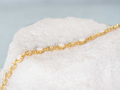 'Classic Link' White Opal Bracelet Gold Plated Silver