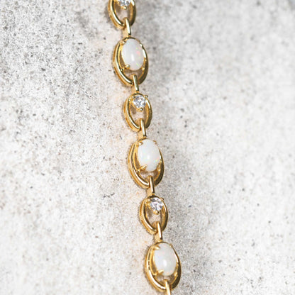 'Classic Link' White Opal Bracelet Gold Plated Silver