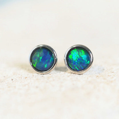'Classic Petite' Triplet Opal Earrings Silver