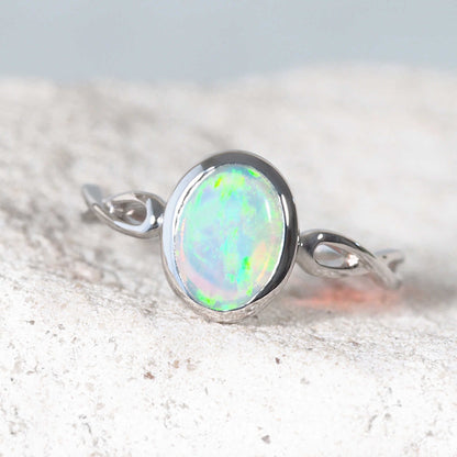 'Cliona' Crystal Opal Ring 14ct White Gold