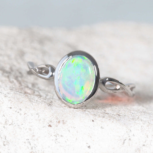 'Cliona' Crystal Opal Ring 14ct White Gold