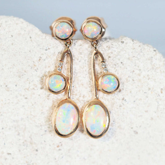 'Coretta’ Crystal Opal Earrings 18ct Gold