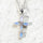 'Cross Mini Blue' Crystal Opal Pendant Silver