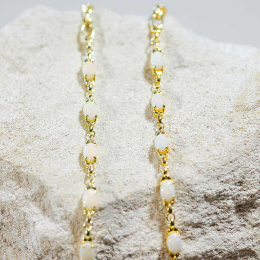 'Daisy Chain' Solid Opal Bracelet Gold Plated Silver