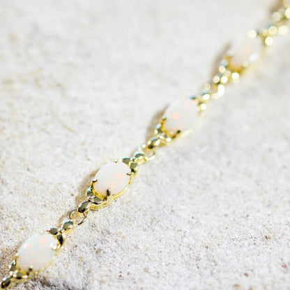 'Daisy Chain' Solid Opal Bracelet Gold Plated Silver