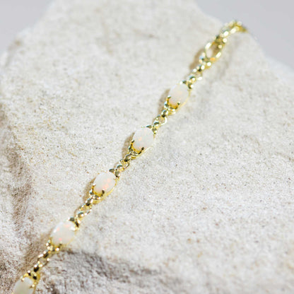 'Daisy Chain' Solid Opal Bracelet Gold Plated Silver