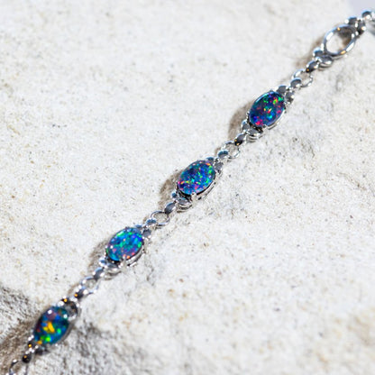 'Daisy Chain' Triplet Opal Bracelet Silver