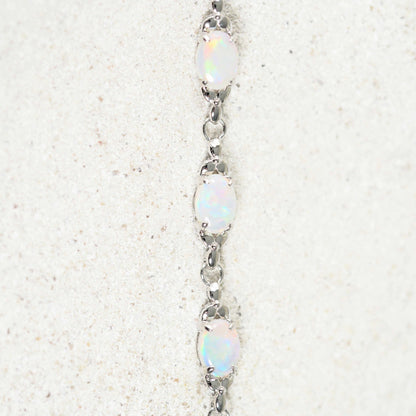 'Daisy Chain Trio' White Opal Bracelet Silver