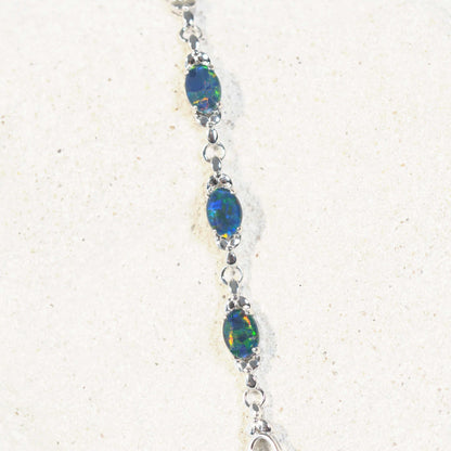 'Daisy Chain Trio' Triplet Opal Bracelet Silver