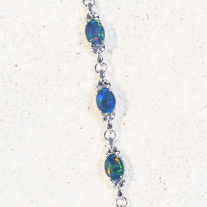 'Daisy Chain Trio' Triplet Opal Bracelet Silver