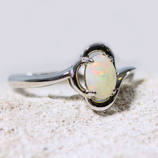 'Della' White Opal Ring Silver