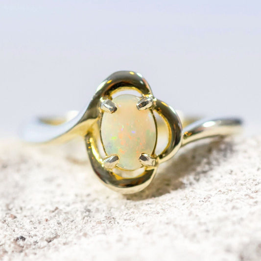'Della' Solid Opal Ring Gold Plated Silver