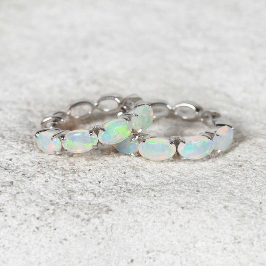 'Delphine' Crystal Opal Earrings 14ct White Gold