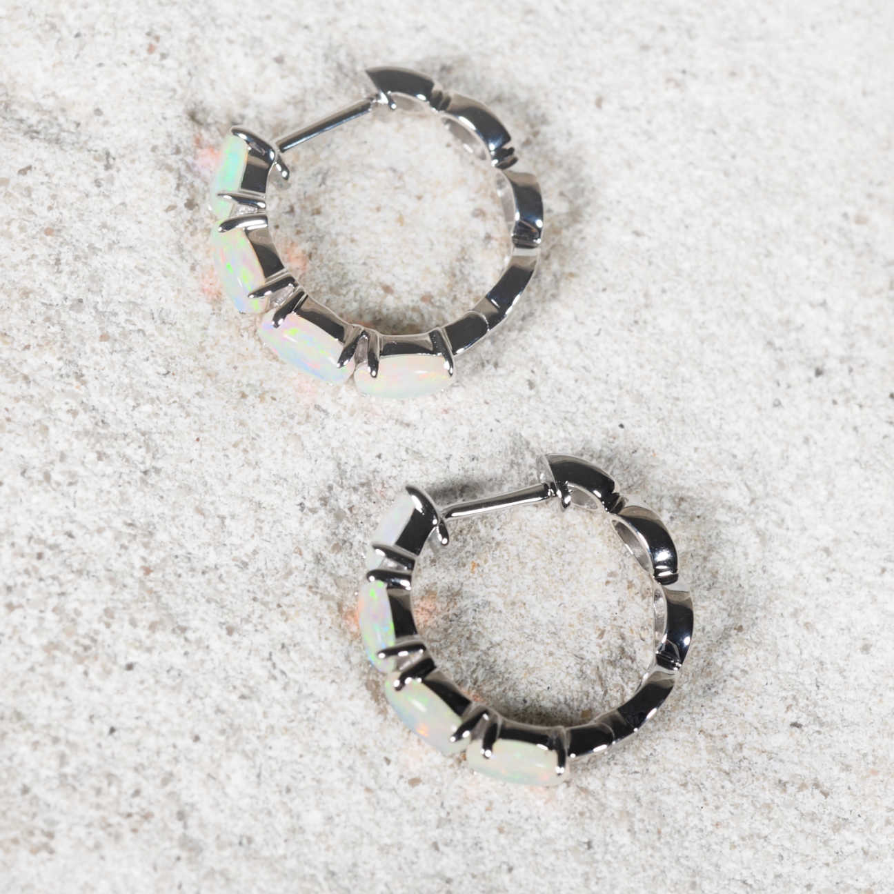 'Delphine' Crystal Opal Earrings 14ct White Gold