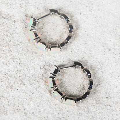 'Delphine' Crystal Opal Earrings 14ct White Gold
