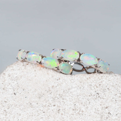 'Delphine' Crystal Opal Earrings 14ct White Gold